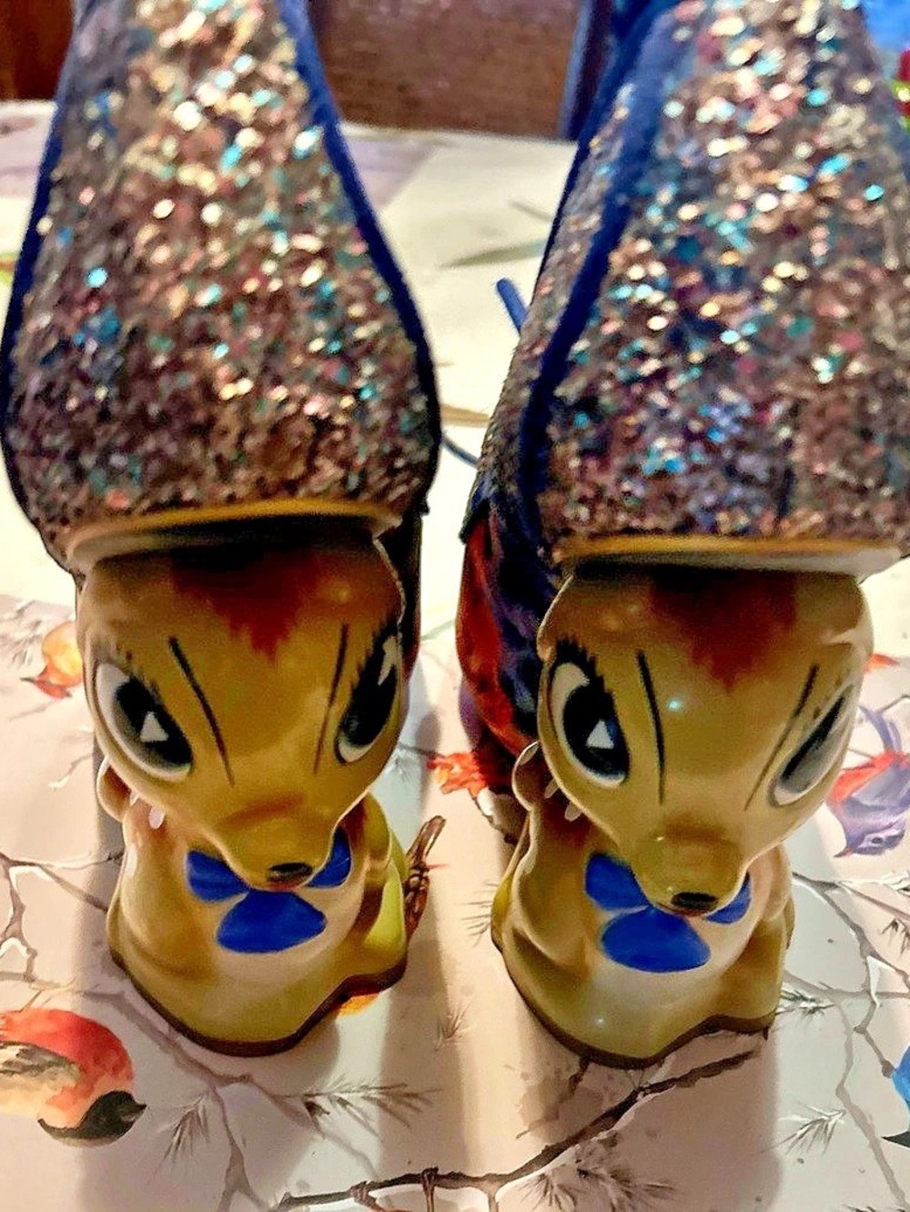 Irregular Choice Fantastic Fawn Floral Glitter Heels - Picture 4 of 7